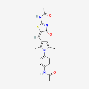 N-[4-[3-[(E)-(2-acetamido-4-oxo-1,3-thiazol-5-ylidene)methyl]-2,5-dimethylpyrrol-1-yl]phenyl]acetamide