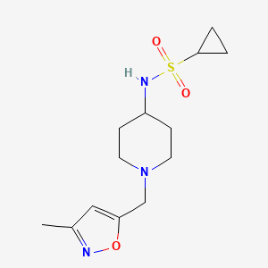 molecular formula C13H21N3O3S B12261993 N-{1-[(3-methyl-1,2-oxazol-5-yl)methyl]piperidin-4-yl}cyclopropanesulfonamide 