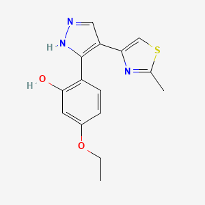 molecular formula C15H15N3O2S B1226202 3-Ethoxy-6-[4-(2-methyl-4-thiazolyl)-1,2-dihydropyrazol-3-ylidene]-1-cyclohexa-2,4-dienone 