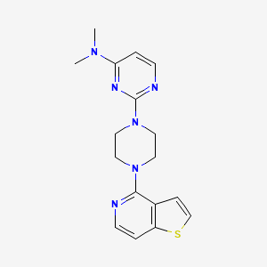 molecular formula C17H20N6S B12262073 N,N-dimethyl-2-(4-{thieno[3,2-c]pyridin-4-yl}piperazin-1-yl)pyrimidin-4-amine 