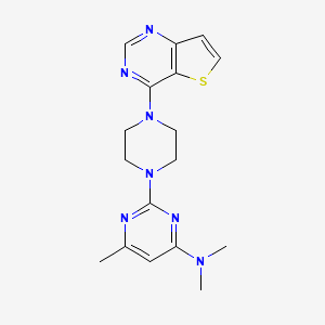 molecular formula C17H21N7S B12262091 N,N,6-trimethyl-2-(4-{thieno[3,2-d]pyrimidin-4-yl}piperazin-1-yl)pyrimidin-4-amine 