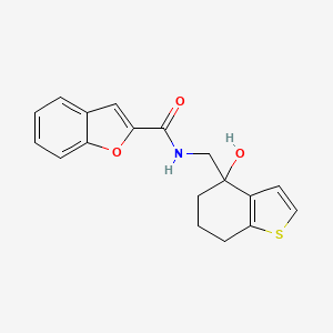 molecular formula C18H17NO3S B12262109 N-[(4-hydroxy-4,5,6,7-tetrahydro-1-benzothiophen-4-yl)methyl]-1-benzofuran-2-carboxamide 