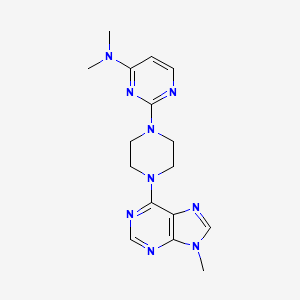 molecular formula C16H21N9 B12262124 N,N-dimethyl-2-[4-(9-methyl-9H-purin-6-yl)piperazin-1-yl]pyrimidin-4-amine 