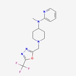 molecular formula C15H18F3N5O B12262129 N-methyl-N-(1-{[5-(trifluoromethyl)-1,3,4-oxadiazol-2-yl]methyl}piperidin-4-yl)pyridin-2-amine 