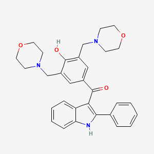 molecular formula C31H33N3O4 B1226217 Methanone, (4-hydroxy-3,5-bis(4-morpholinylmethyl)phenyl)(2-phenyl-1H-indol-3-yl)- CAS No. 160603-60-1