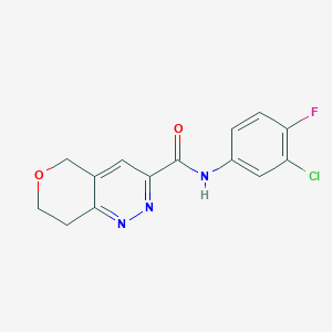 molecular formula C14H11ClFN3O2 B12262185 N-(3-chloro-4-fluorophenyl)-5H,7H,8H-pyrano[4,3-c]pyridazine-3-carboxamide 