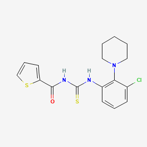 molecular formula C17H18ClN3OS2 B1226219 N-[[3-chloro-2-(1-piperidinyl)anilino]-sulfanylidenemethyl]-2-thiophenecarboxamide 