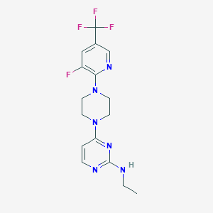 molecular formula C16H18F4N6 B12262214 N-ethyl-4-{4-[3-fluoro-5-(trifluoromethyl)pyridin-2-yl]piperazin-1-yl}pyrimidin-2-amine 