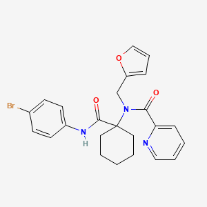 molecular formula C24H24BrN3O3 B1226222 N-[1-[(4-bromoanilino)-oxomethyl]cyclohexyl]-N-(2-furanylmethyl)-2-pyridinecarboxamide 