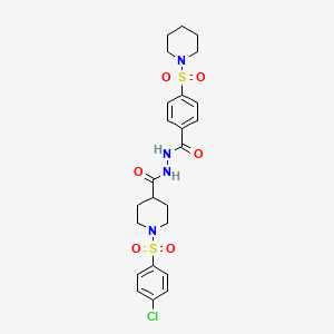 molecular formula C24H29ClN4O6S2 B1226233 1-(4-chlorophenyl)sulfonyl-N'-[oxo-[4-(1-piperidinylsulfonyl)phenyl]methyl]-4-piperidinecarbohydrazide 