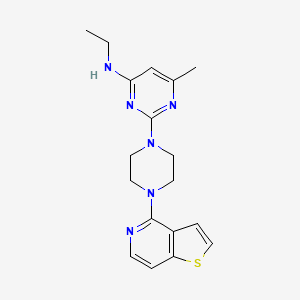 molecular formula C18H22N6S B12262333 N-ethyl-6-methyl-2-(4-{thieno[3,2-c]pyridin-4-yl}piperazin-1-yl)pyrimidin-4-amine 