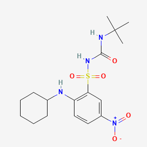 molecular formula C17H26N4O5S B1226237 Benzenesulfonamide, 2-(cyclohexylamino)-N-(((1,1-dimethylethyl)amino)carbonyl)-5-nitro- CAS No. 284464-46-6