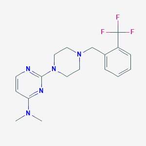 molecular formula C18H22F3N5 B12262375 N,N-dimethyl-2-(4-{[2-(trifluoromethyl)phenyl]methyl}piperazin-1-yl)pyrimidin-4-amine 