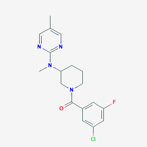 molecular formula C18H20ClFN4O B12262390 N-[1-(3-chloro-5-fluorobenzoyl)piperidin-3-yl]-N,5-dimethylpyrimidin-2-amine 