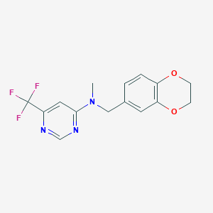 molecular formula C15H14F3N3O2 B12262394 N-[(2,3-dihydro-1,4-benzodioxin-6-yl)methyl]-N-methyl-6-(trifluoromethyl)pyrimidin-4-amine 