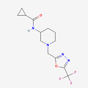 molecular formula C13H17F3N4O2 B12262415 N-(1-{[5-(trifluoromethyl)-1,3,4-oxadiazol-2-yl]methyl}piperidin-3-yl)cyclopropanecarboxamide 