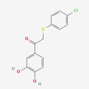 molecular formula C14H11ClO3S B12262437 2-(4-Chlorophenyl)sulfanyl-1-(3,4-dihydroxyphenyl)ethanone 