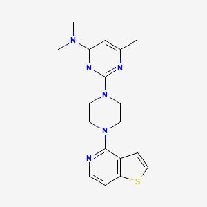 molecular formula C18H22N6S B12262526 N,N,6-trimethyl-2-(4-{thieno[3,2-c]pyridin-4-yl}piperazin-1-yl)pyrimidin-4-amine 