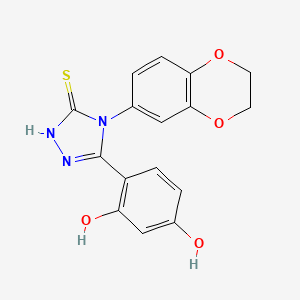 4-[4-(2,3-Dihydro-1,4-benzodioxin-6-yl)-5-sulfanylidene-1,2,4-triazolidin-3-ylidene]-3-hydroxy-1-cyclohexa-2,5-dienone