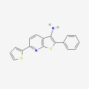molecular formula C17H12N2S2 B12262690 2-Phenyl-6-(thiophen-2-yl)thieno[2,3-b]pyridin-3-amine 