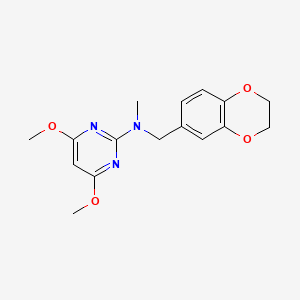 molecular formula C16H19N3O4 B12262709 N-[(2,3-dihydro-1,4-benzodioxin-6-yl)methyl]-4,6-dimethoxy-N-methylpyrimidin-2-amine 