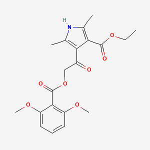 molecular formula C20H23NO7 B1226273 ethyl 4-[2-(2,6-dimethoxybenzoyl)oxyacetyl]-2,5-dimethyl-1H-pyrrole-3-carboxylate 