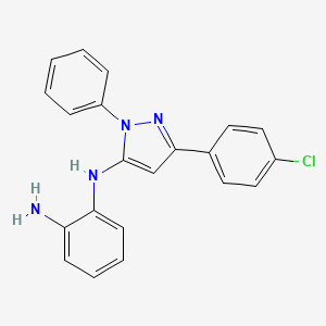 molecular formula C21H17ClN4 B1226312 N2-[5-(4-chlorophenyl)-2-phenyl-3-pyrazolyl]benzene-1,2-diamine 