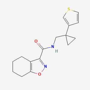 molecular formula C16H18N2O2S B12263123 N-{[1-(thiophen-3-yl)cyclopropyl]methyl}-4,5,6,7-tetrahydro-1,2-benzoxazole-3-carboxamide 