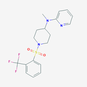 molecular formula C18H20F3N3O2S B12263131 N-methyl-N-{1-[2-(trifluoromethyl)benzenesulfonyl]piperidin-4-yl}pyridin-2-amine 
