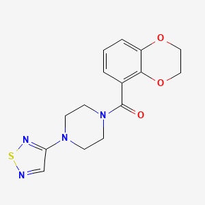 molecular formula C15H16N4O3S B12263202 1-(2,3-Dihydro-1,4-benzodioxine-5-carbonyl)-4-(1,2,5-thiadiazol-3-yl)piperazine 