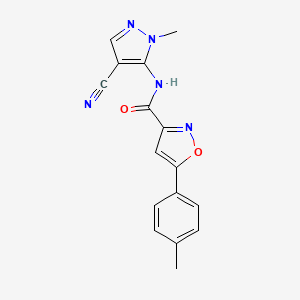 molecular formula C16H13N5O2 B1226332 N-(4-cyano-2-methyl-3-pyrazolyl)-5-(4-methylphenyl)-3-isoxazolecarboxamide 
