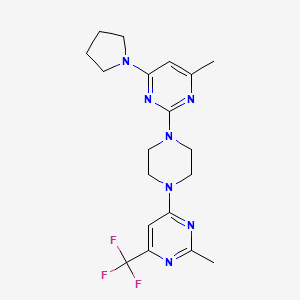 molecular formula C19H24F3N7 B12263392 4-Methyl-2-{4-[2-methyl-6-(trifluoromethyl)pyrimidin-4-yl]piperazin-1-yl}-6-(pyrrolidin-1-yl)pyrimidine 