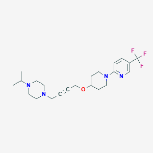 molecular formula C22H31F3N4O B12263418 1-(Propan-2-yl)-4-[4-({1-[5-(trifluoromethyl)pyridin-2-yl]piperidin-4-yl}oxy)but-2-yn-1-yl]piperazine 