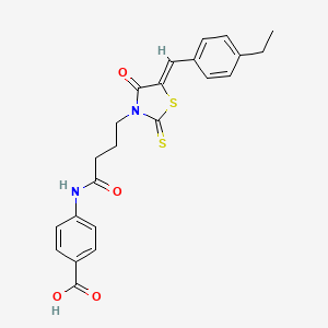 molecular formula C23H22N2O4S2 B1226347 4-[4-[(5Z)-5-[(4-ethylphenyl)methylidene]-4-oxo-2-sulfanylidene-1,3-thiazolidin-3-yl]butanoylamino]benzoic acid 