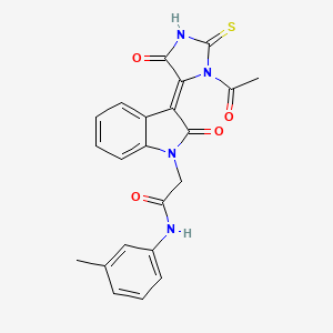 2-[(3Z)-3-(3-acetyl-5-oxo-2-sulfanylideneimidazolidin-4-ylidene)-2-oxoindol-1-yl]-N-(3-methylphenyl)acetamide