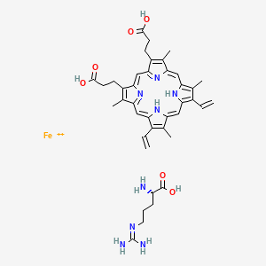 molecular formula C40H48FeN8O6+2 B1226358 Heme arginate 