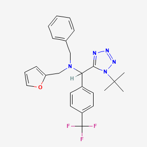 molecular formula C25H26F3N5O B1226369 1-(1-tert-butyl-5-tetrazolyl)-N-(2-furanylmethyl)-N-(phenylmethyl)-1-[4-(trifluoromethyl)phenyl]methanamine 