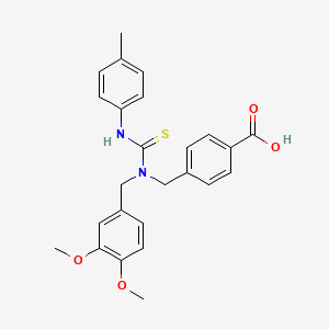 molecular formula C25H26N2O4S B1226376 4-[[(3,4-Dimethoxyphenyl)methyl-[(4-methylanilino)-sulfanylidenemethyl]amino]methyl]benzoic acid 