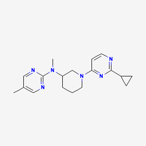molecular formula C18H24N6 B12263828 N-[1-(2-cyclopropylpyrimidin-4-yl)piperidin-3-yl]-N,5-dimethylpyrimidin-2-amine 