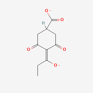 molecular formula C10H10O5-2 B1226415 Calcium 4-(1-oxidopropylidene)-3,5-dioxocyclohexanecarboxylate 
