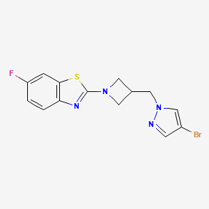 molecular formula C14H12BrFN4S B12264156 2-{3-[(4-bromo-1H-pyrazol-1-yl)methyl]azetidin-1-yl}-6-fluoro-1,3-benzothiazole 