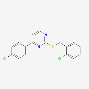 molecular formula C17H12Cl2N2S B12264203 2-[(2-Chlorobenzyl)sulfanyl]-4-(4-chlorophenyl)pyrimidine 
