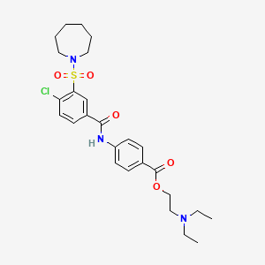 molecular formula C26H34ClN3O5S B1226422 2-(diethylamino)ethyl 4-[[3-(azepan-1-ylsulfonyl)-4-chlorobenzoyl]amino]benzoate 