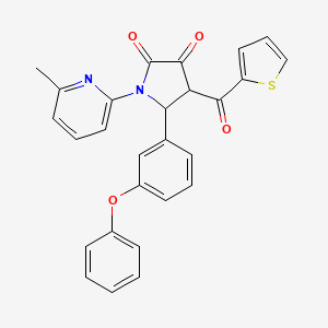 molecular formula C27H20N2O4S B1226424 1-(6-Methyl-2-pyridinyl)-4-[oxo(thiophen-2-yl)methyl]-5-(3-phenoxyphenyl)pyrrolidine-2,3-dione 