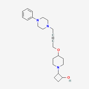 molecular formula C23H33N3O2 B12264240 2-(4-{[4-(4-Phenylpiperazin-1-yl)but-2-yn-1-yl]oxy}piperidin-1-yl)cyclobutan-1-ol 