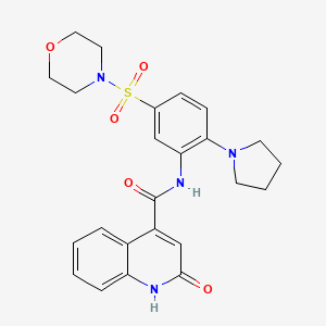 molecular formula C24H26N4O5S B1226425 N-[5-(4-morpholinylsulfonyl)-2-(1-pyrrolidinyl)phenyl]-2-oxo-1H-quinoline-4-carboxamide 
