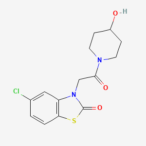 molecular formula C14H15ClN2O3S B1226438 4-Piperidinol, 1-((5-chloro-2-oxo-3(2H)-benzothiazolyl)acetyl)- CAS No. 36857-46-2