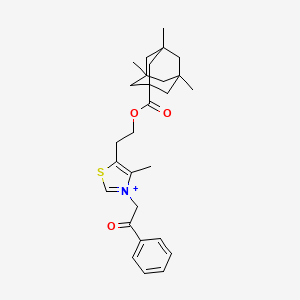 molecular formula C28H36NO3S+ B1226444 2-(4-methyl-3-phenacyl-1,3-thiazol-3-ium-5-yl)ethyl 3,5,7-trimethyladamantane-1-carboxylate 