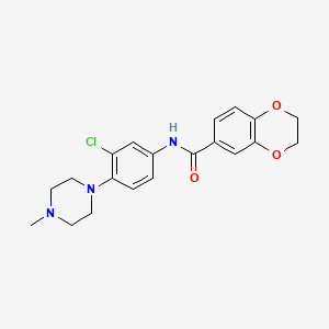 molecular formula C20H22ClN3O3 B1226445 N-[3-chloro-4-(4-methyl-1-piperazinyl)phenyl]-2,3-dihydro-1,4-benzodioxin-6-carboxamide 