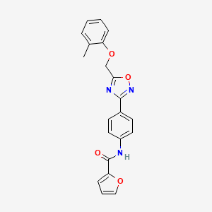 molecular formula C21H17N3O4 B1226449 N-(4-{5-[(2-methylphenoxy)methyl]-1,2,4-oxadiazol-3-yl}phenyl)-2-furamide 